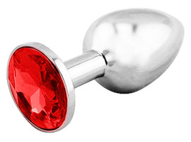 Silver Butt Plug Crystal Jewelry Red - Metal - M