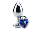 Butt Plug Heart Crystal Blue - Metal prata - G