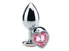 Butt Plug Heart Crystal Rose - Metal prata - G