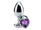 Butt Plug Heart Crystal Purple - Metal prata - G