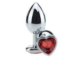 Butt Plug Heart Crystal Red - Metal prata - G