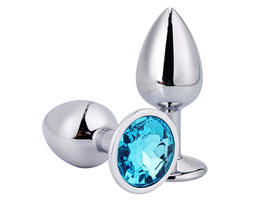 Silver Butt Plug Crystal Jewelry Light Blue - G