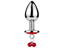 Metal Plug Bell Red - M - Plug anal com sininhos