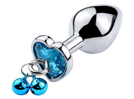 Metal Plug Bell Blue Heart - M -Plug anal sininhos