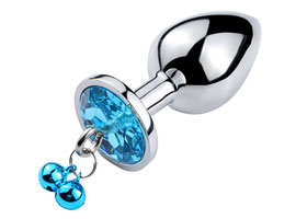 Metal Plug Bell Light Blue P - Plug anal c/ sinos