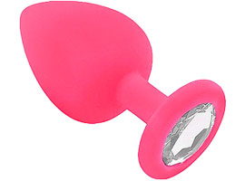 Plug Anal Silicone Rosa - Com Joia