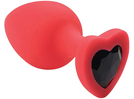 Plug Anal Silicone Vermelho - Com Joia Coração