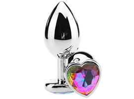 Butt Plug Heart Crystal FurtaCor - Metal prata - P